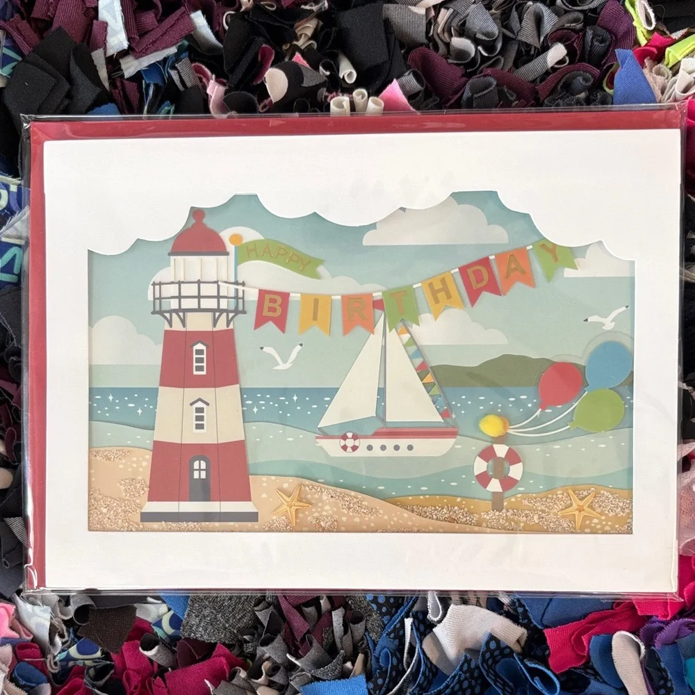🆕Papyrus “Shadowbox” Coastal Birthday Greeting Card